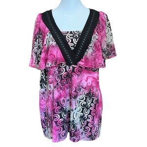 Notations sheer layered top